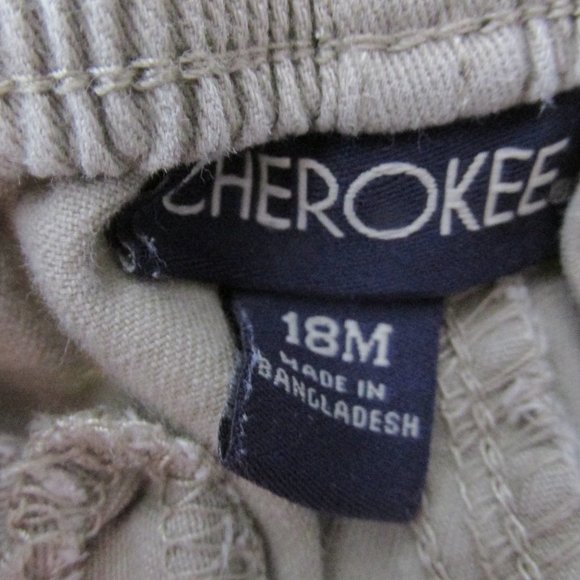 Cherokee Pull On Khaki Pants Toddler Boys Size 18M Tan Beige Elastic Bottoms - Picture 2 of 3